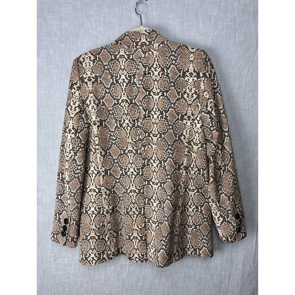 Anine Bing Madeline Python Print Oversized Double Breasted Blazer Tan/Brown S - Picture 5 of 8